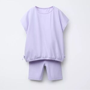 ZARA BOW T-SHIRT AND RIBBED BIKER LEGGINGS